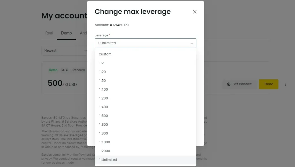 Leverage Exness